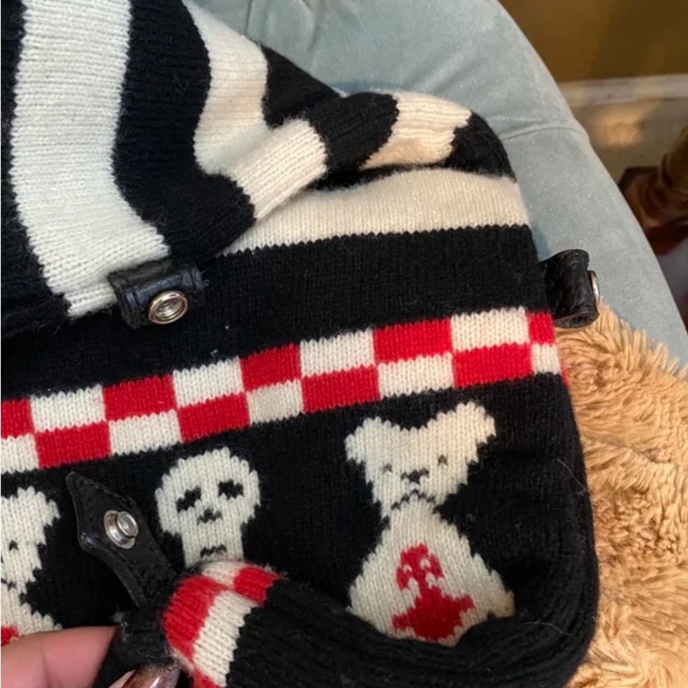 Rare Vivienne Westwood Black, White & Red Striped Tote with Skeleton Bear Motif - Picture 6 of 8